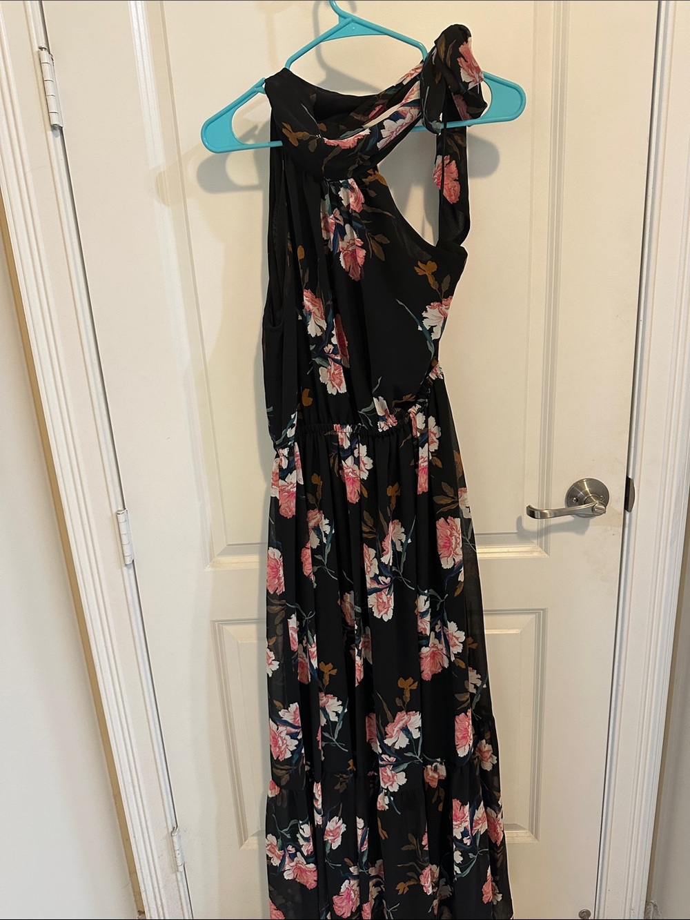 Banana Republic Black One-Shoulder Floral Maxi Dress